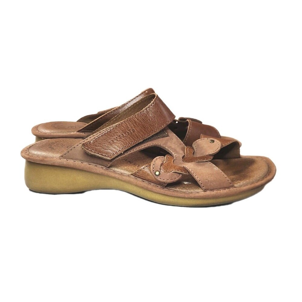 Fly Flot Italian Brown Leather Slip-On Orthopedic Sandals Comfort SZ 7 - Picture 5 of 11